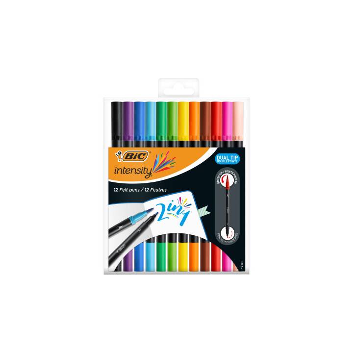 Bic Dual Tip Crayon Feutre Rouge Noir Bleu 1 Piece Interdiscount