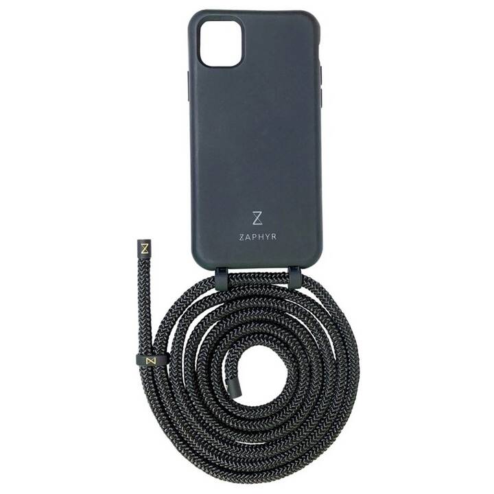 ZAPHYR Backcover avec cordon Silicone (iPhone 12 Mini, Noir)