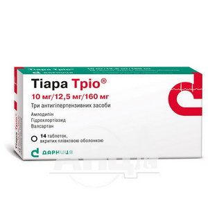 Тіара Тріо таблетки вкриті плівковою оболонкою 10мг/ 12,5мг/ 160мг №14