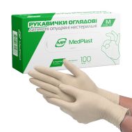 Рукавички оглядові латексні з пудрою нестерильні МР MedPlast розмір M пара