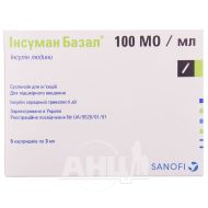 Інсуман Базал суспензія для ін'єкцій 100 МО/мл картридж 3 мл №5