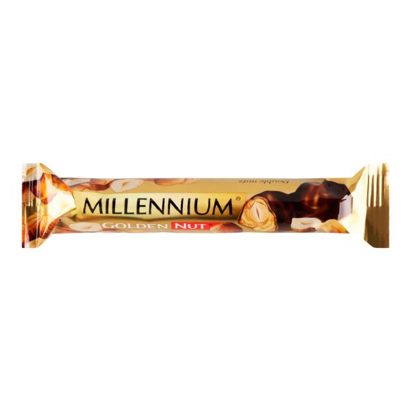 Шоколад чорний з начинкою та цілими лісовими горіхами Golden Nut Millennium 40 г