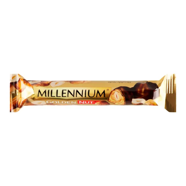 Шоколад черный с начинкой и целыми лесными орехами Golden Nut Millennium 40 г