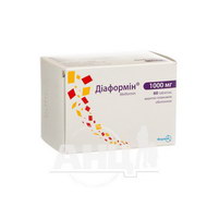 Диаформин таблетки покрытые пленочной оболочкой 1000 мг блистер №60