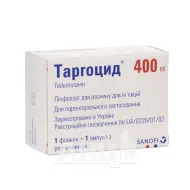 Таргоцид порошок ліофілізований для приготування розчину для ін'єкцій 400 мг флакон з розчинником в ампулі 3,2 мл №1