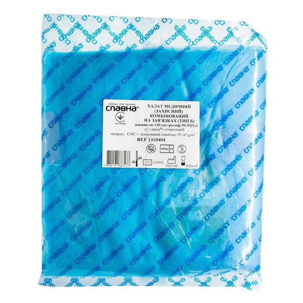 Халат медицинский защитный комбинированный на завязках Славна стерильный l 50-52 тип б 130 см