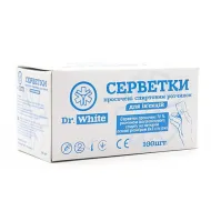 Салфетки пропитанные спиртовым раствором для инъекций Dr. White 6 х 3 см №100