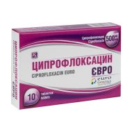 Ципрофлоксацин Євро таблетки вкриті плівковою оболонкою 500 мг блістер №10