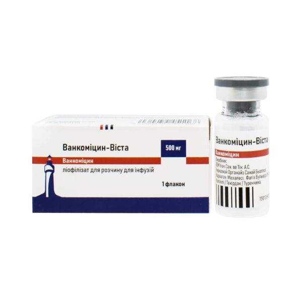 Ванкоміцин-Віста ліофілізат порошок для ін'єкцій 500мг флакон 10мл №1