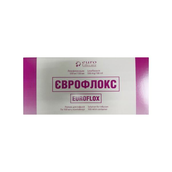 Єврофлокс розчин для інфузій 500мг/100мл 100мл №1