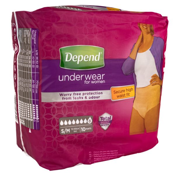 Трусы урологические для женщин Depend размер S/M объем 70-105 см №10
