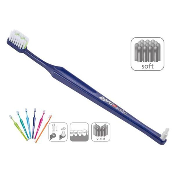 Зубная щетка Paro Swiss ortho brush ортодонтическая мягкая с монопучковой насадкой