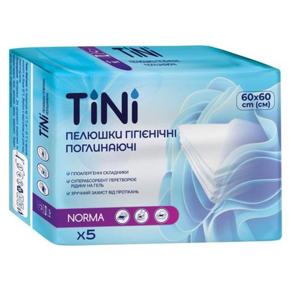 Пеленки гигиенические впитывающие Tini Norma 60 см х 60 см №5