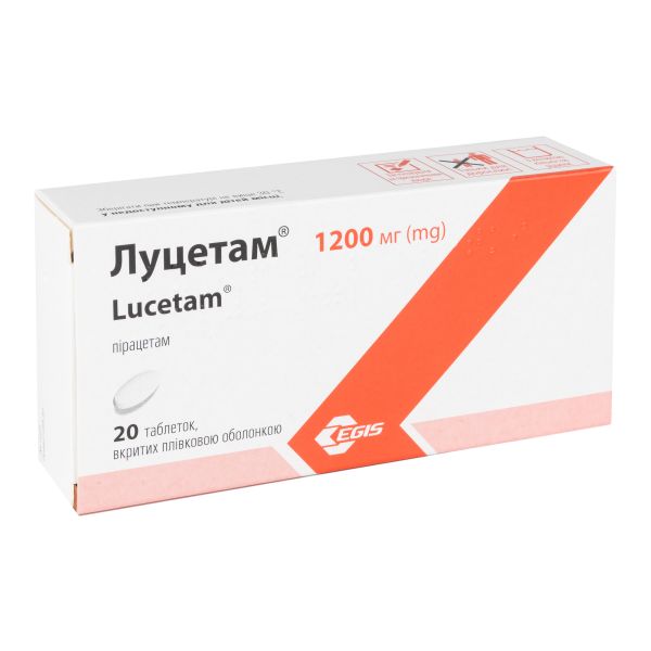 Луцетам таблетки вкриті оболонкою 1200 мг №20