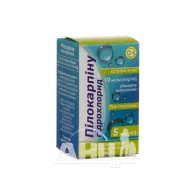 Пілокарпіну гідрохлорид краплі очні 1% флакон 5 мл