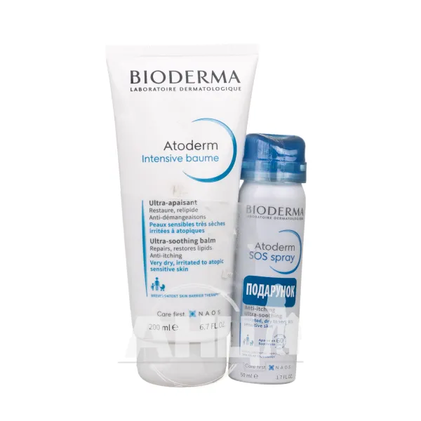 Набір Bioderma Atoderm спрей SOS 50 мл + інтенсив бальзам 200 мл