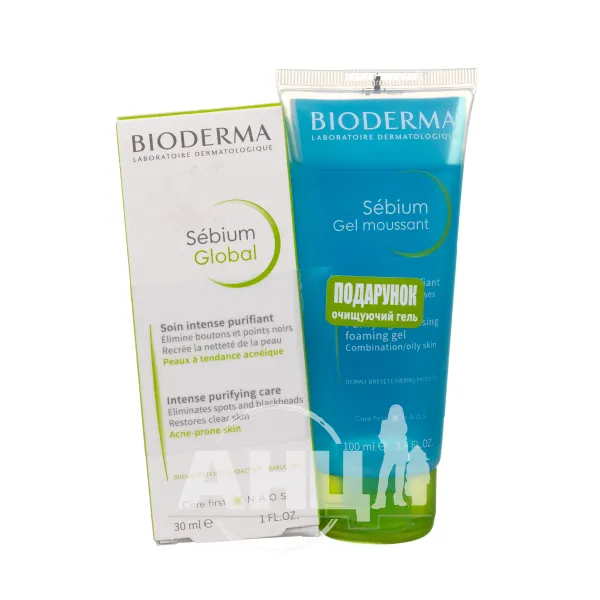 Набір Bioderma Sebium Global крем 30 мл + гель 100 мл