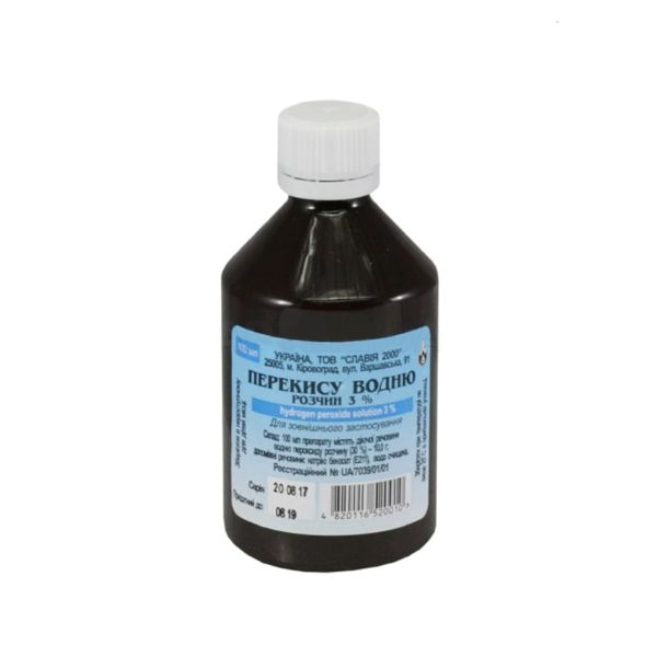 Перекису водню розчин 3% для зовнішнього застосування водний 3 % флакон 100 мл