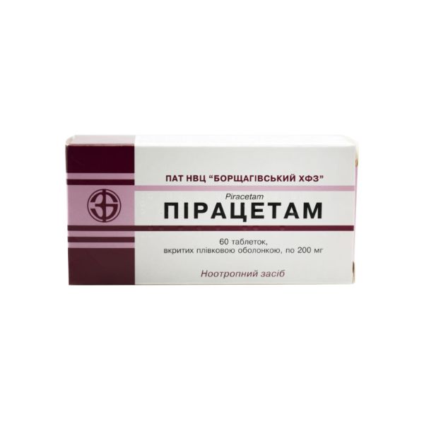 Пірацетам таблетки вкриті плівковою оболонкою 200 мг блістер №60