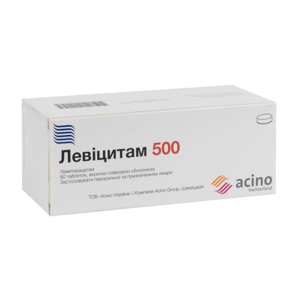 Левіцитам 500 таблетки вкриті плівковою оболонкою 500 мг блістер №60