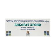 Энкорат Хроно таблетки пролонгированного действия покрытые оболочкой 200 мг стрип №30