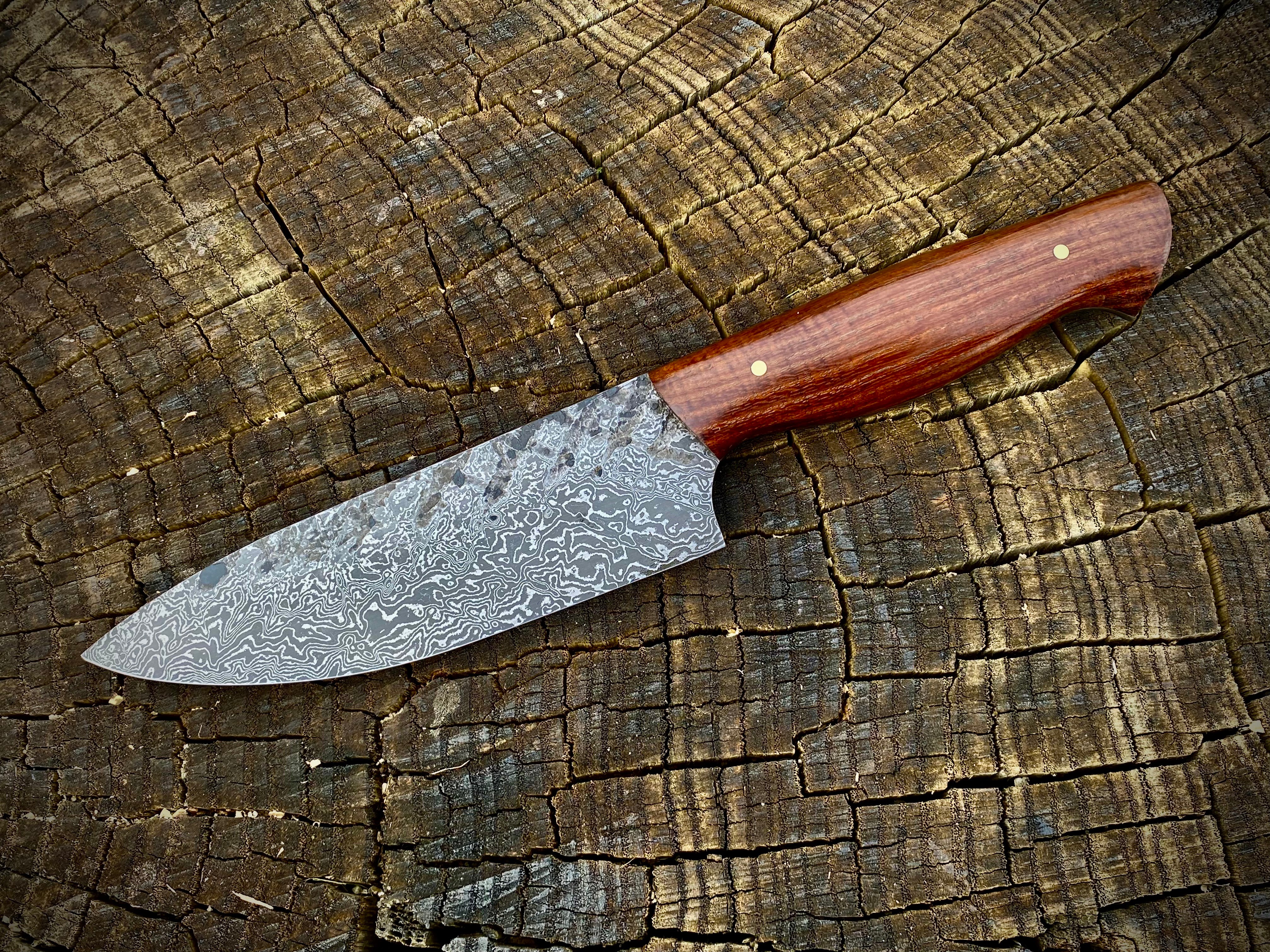 Kochmesser Droppoint - 140x41 mm - Damaszenerstahl - Robinie