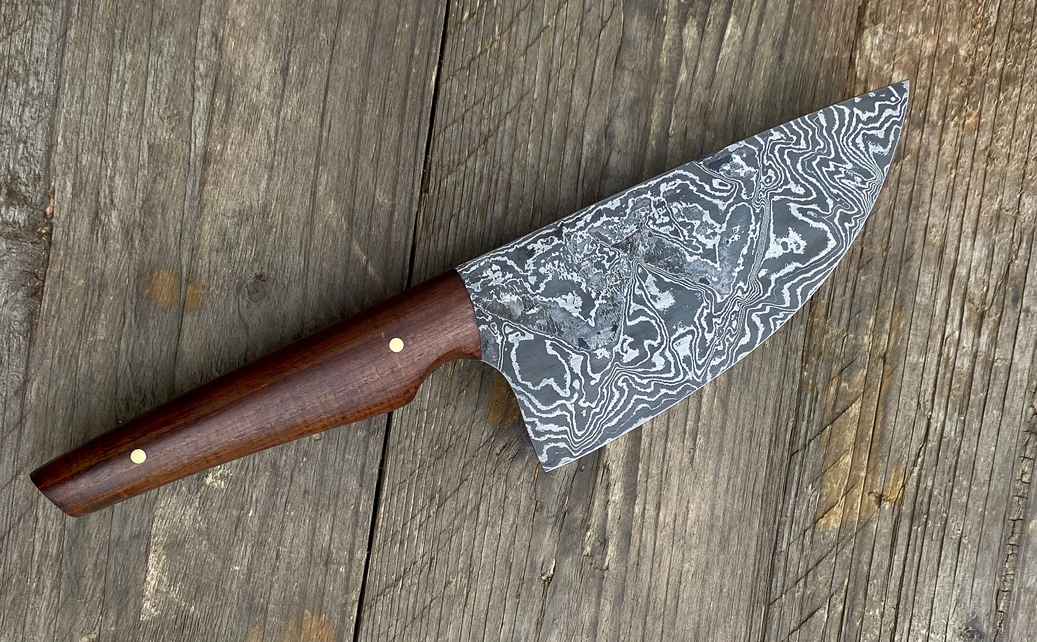 Mini-Wiegemesser - 120x51 mm - Damaszenerstahl - Robinie