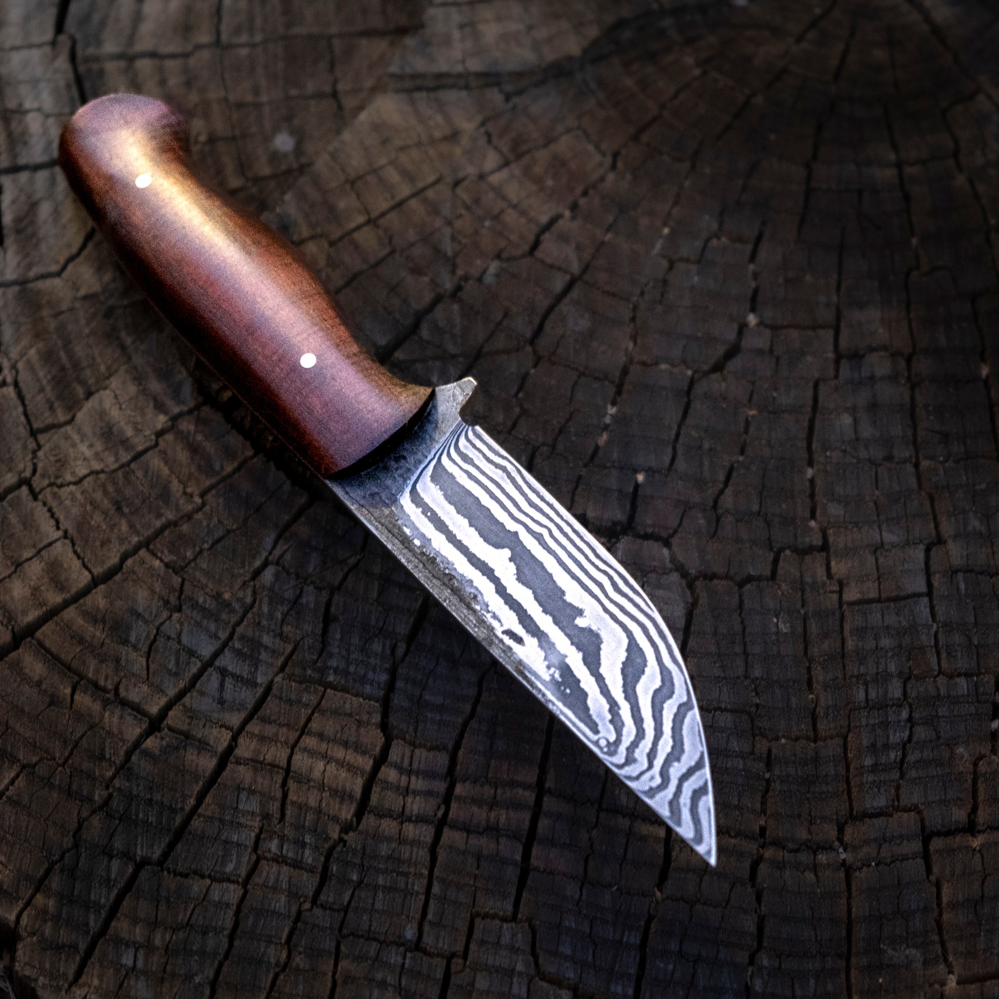 Jagdmesser - Damaszenerstahl - Robinie