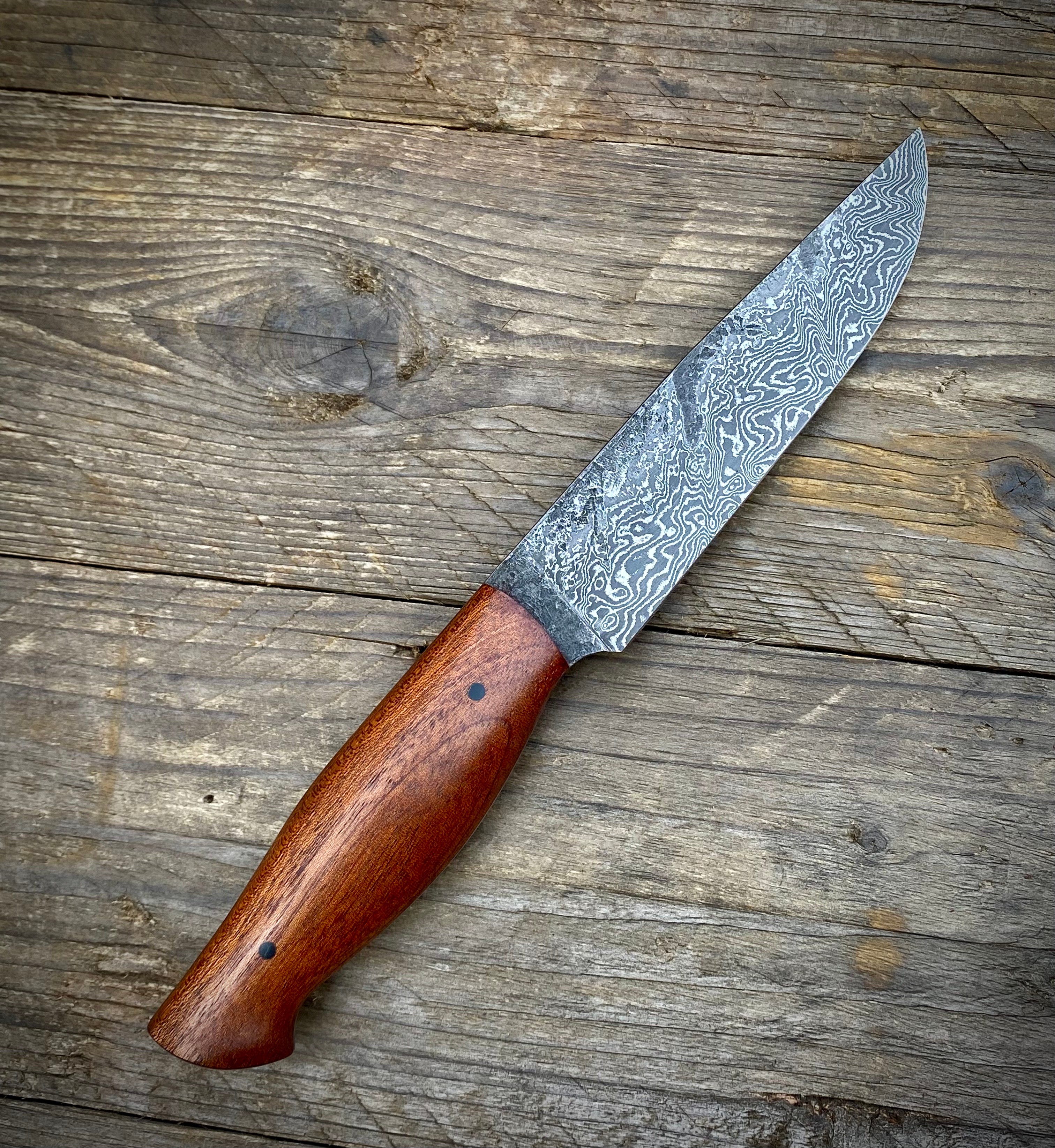 Jausenmesser - Damaszenerstahl - Mahagoni