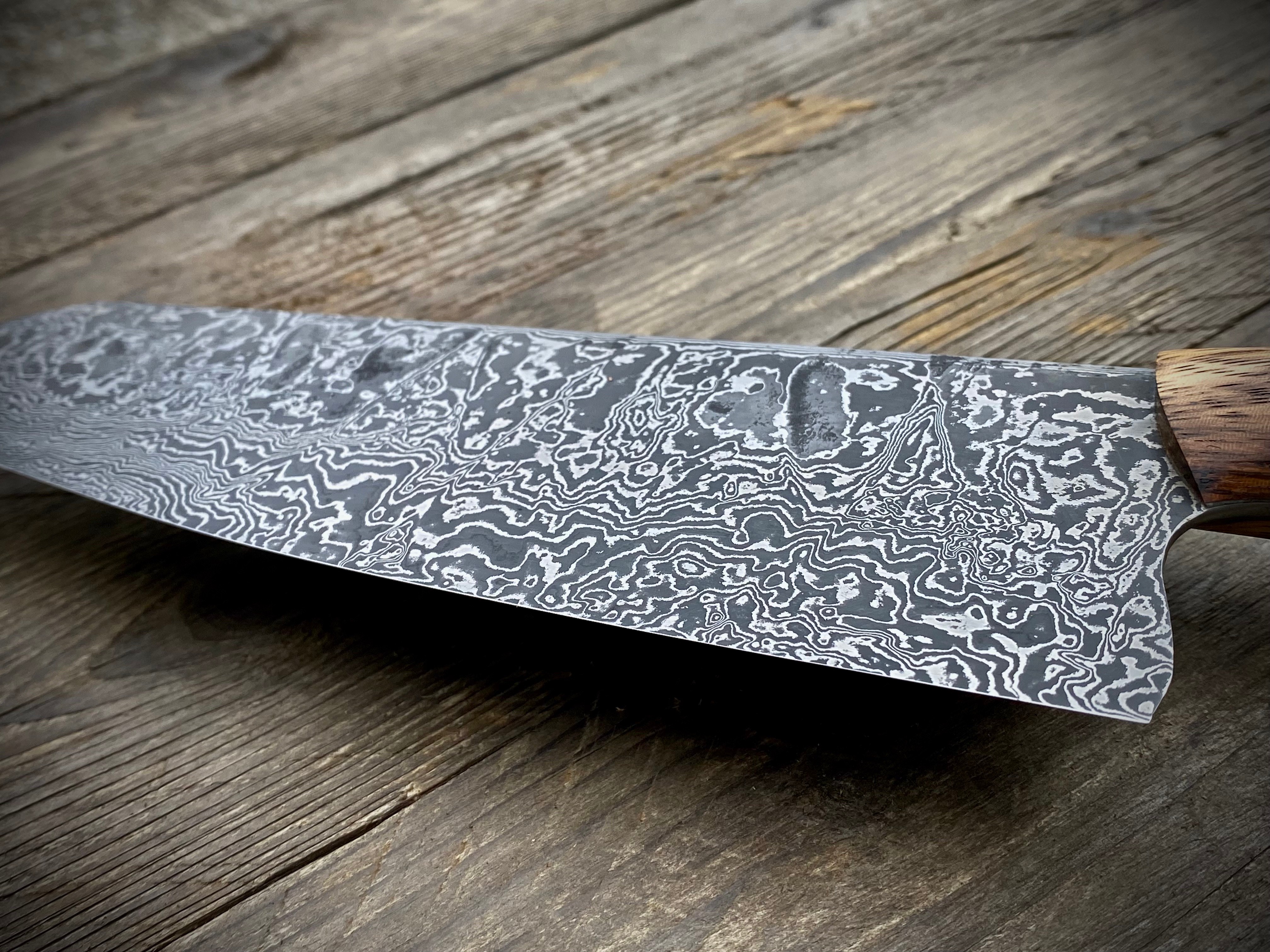 Kochmesser Santoku - 217x58 mm - Damaszenerstahl - Zebrano