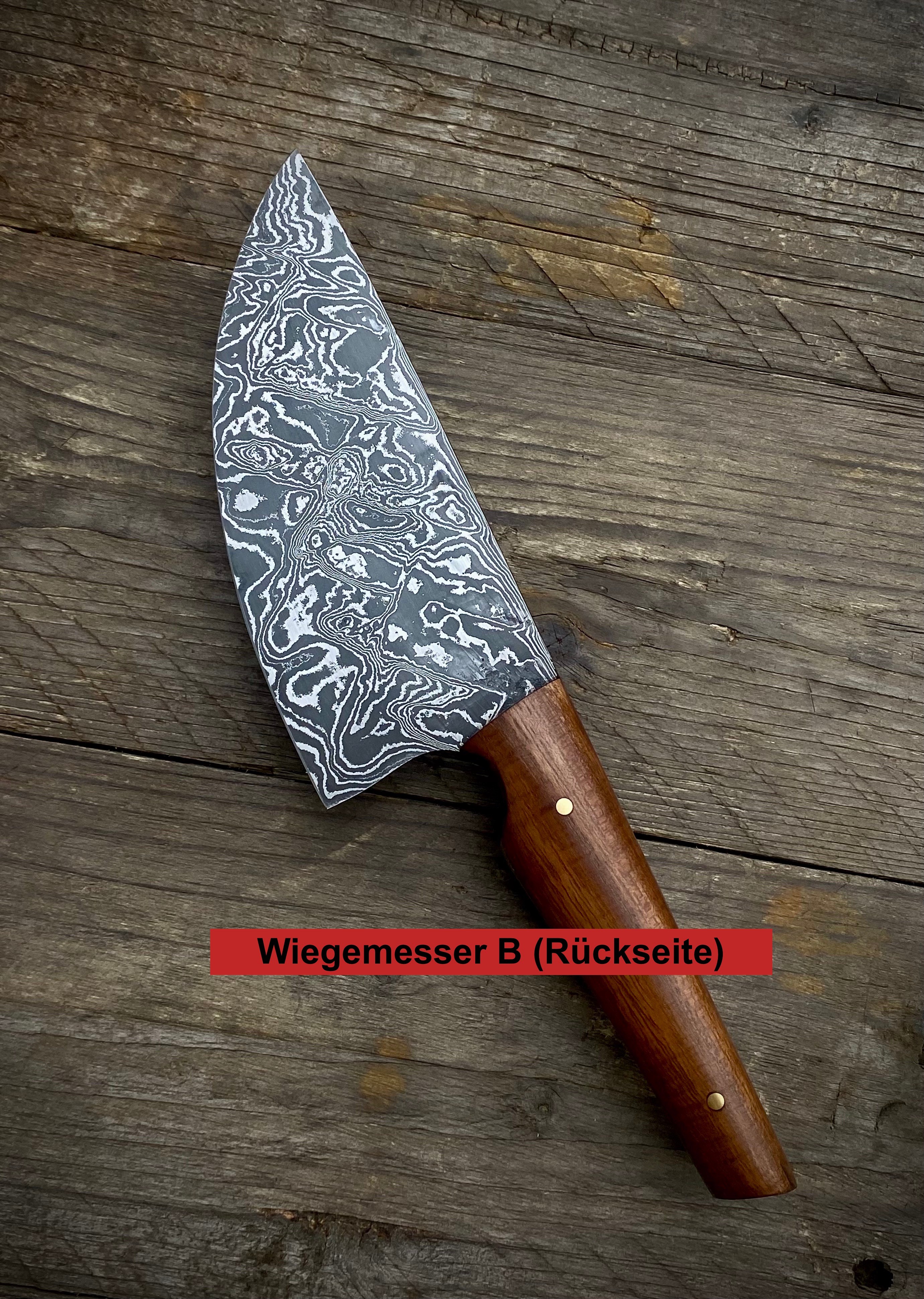 Mini-Wiegemesser - 120x51 mm - Damaszenerstahl - Robinie