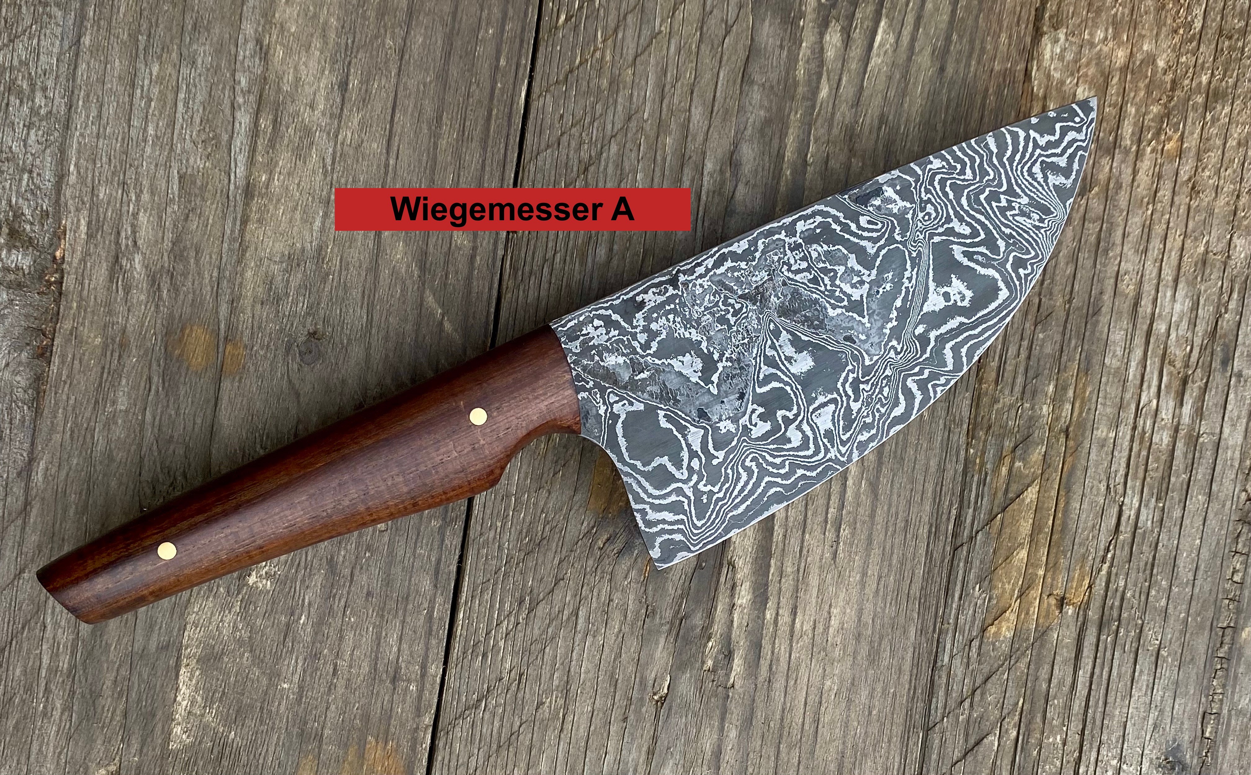 Mini-Wiegemesser - 120x51 mm - Damaszenerstahl - Robinie