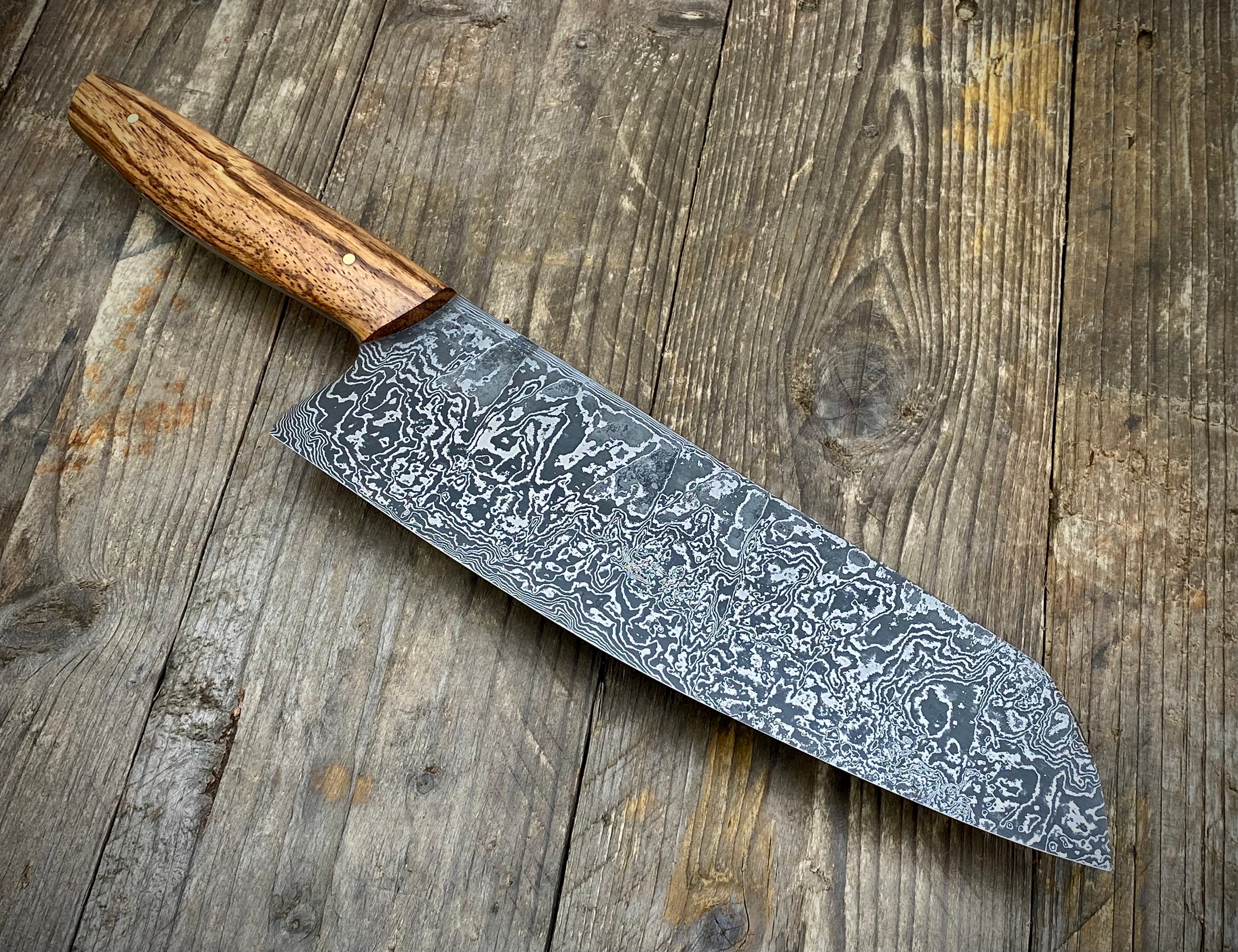 Kochmesser Santoku - 217x58 mm - Damaszenerstahl - Zebrano