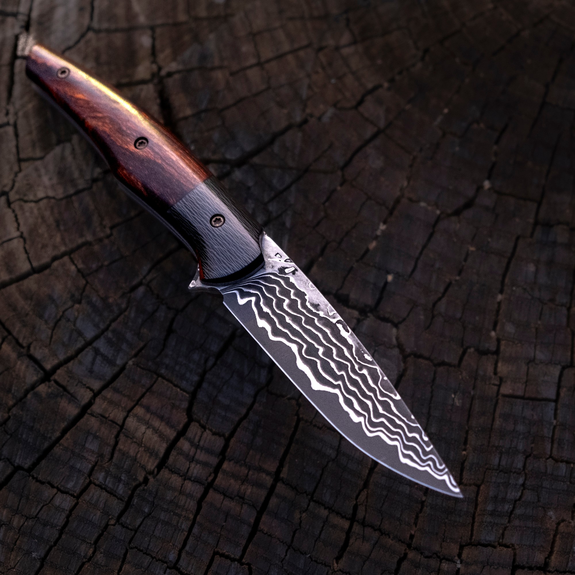 Klappmesser - Linerlock Flipper - S90V - Wüsteneisenholz - Carbon