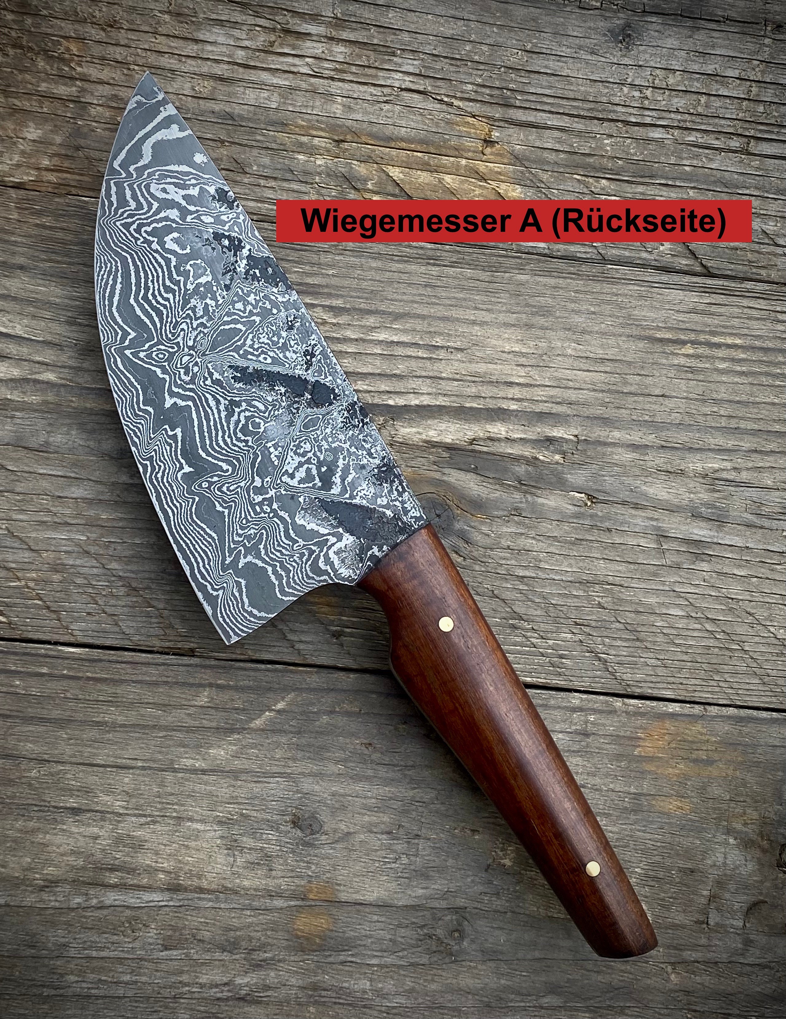 Mini-Wiegemesser - 120x51 mm - Damaszenerstahl - Robinie