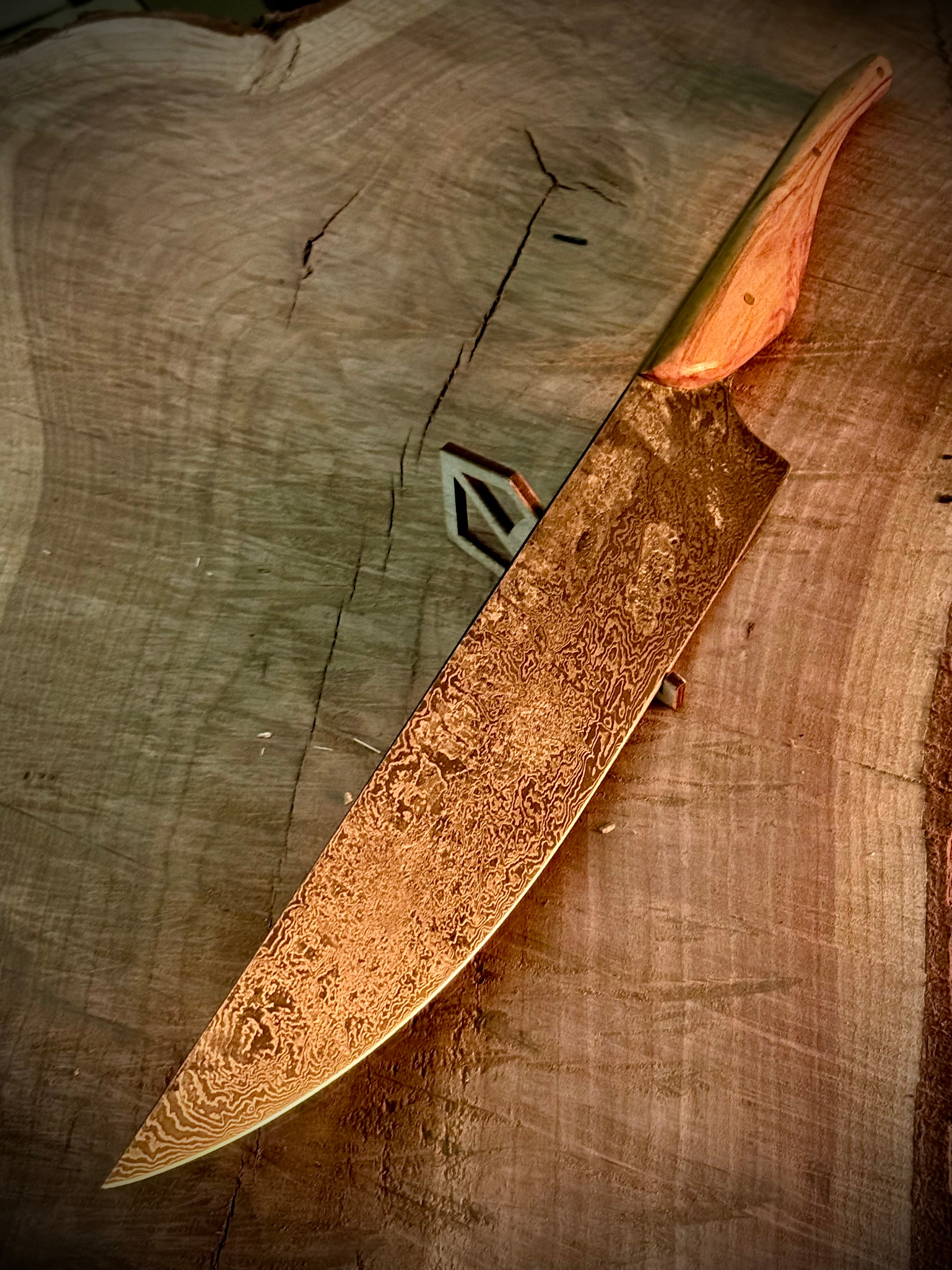Küchenmesser - Damaszenerstahl - Olive