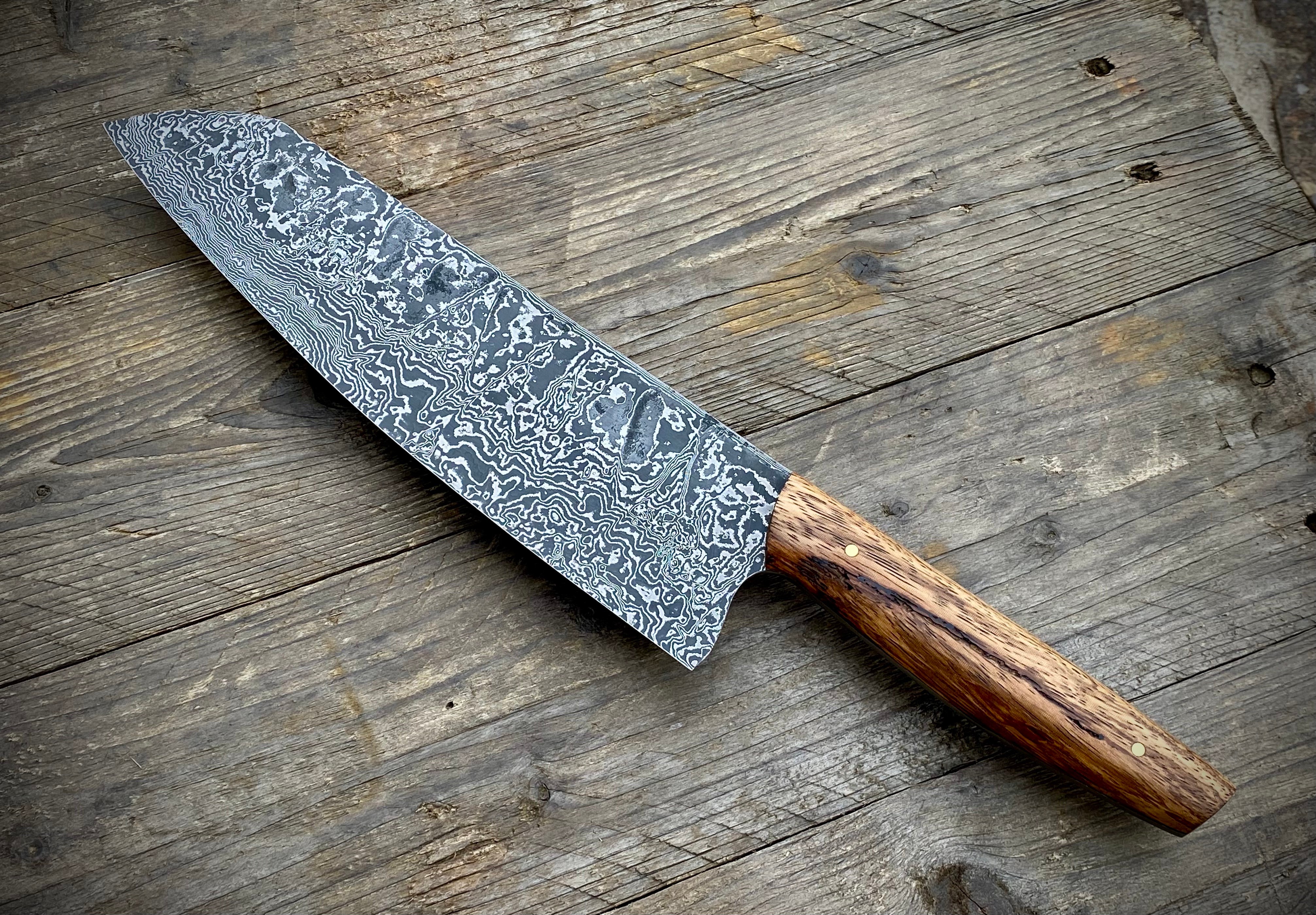 Kochmesser Santoku - 217x58 mm - Damaszenerstahl - Zebrano