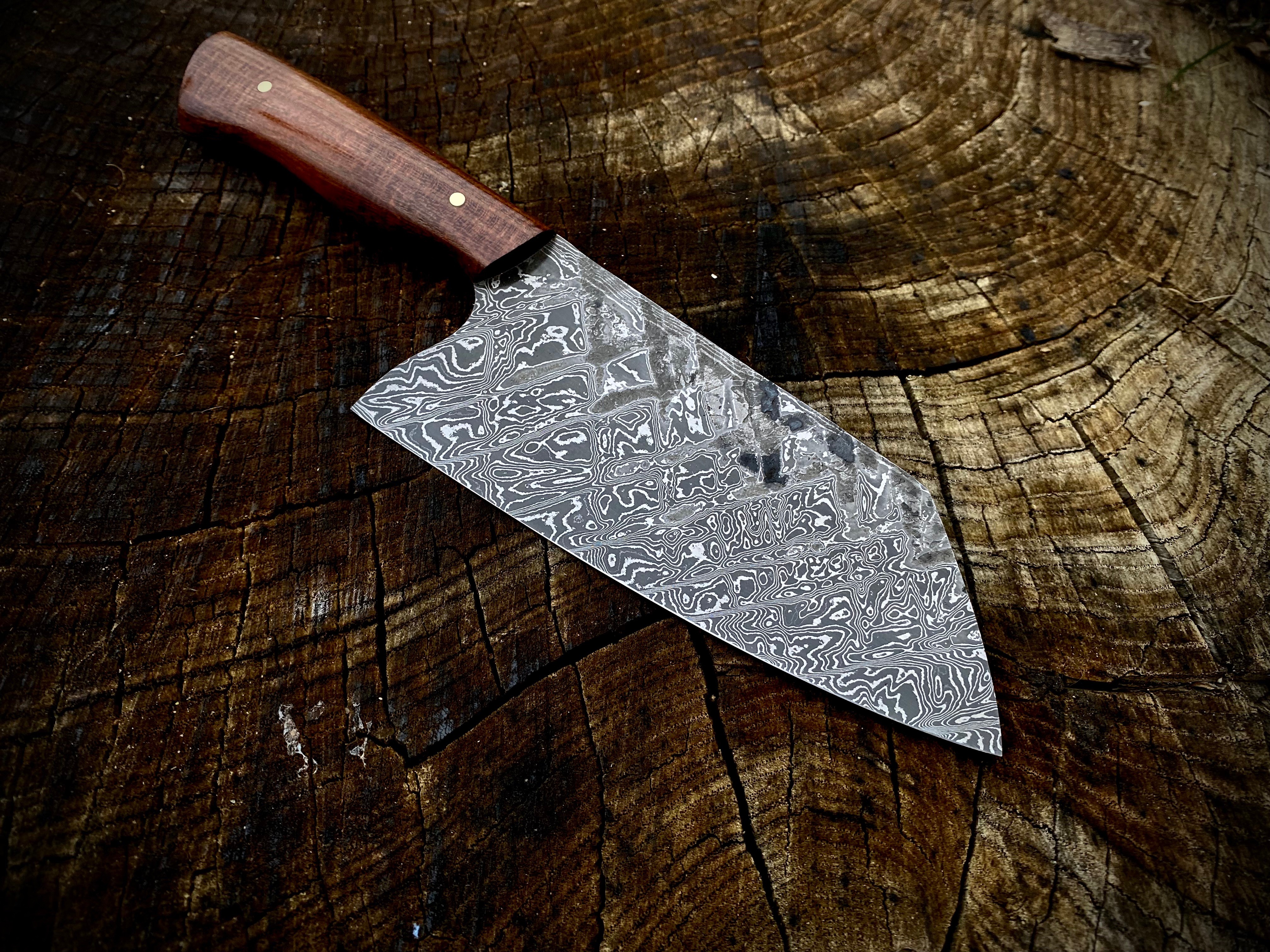 Kochmesser Bunka kompakt - 132x55 mm - Damaszenerstahl - Robinie