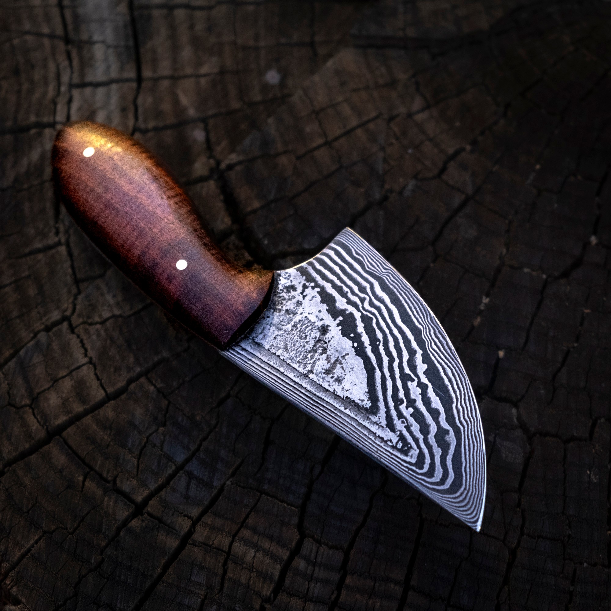 Skinner Messer - Damaszenerstahl - Robinie