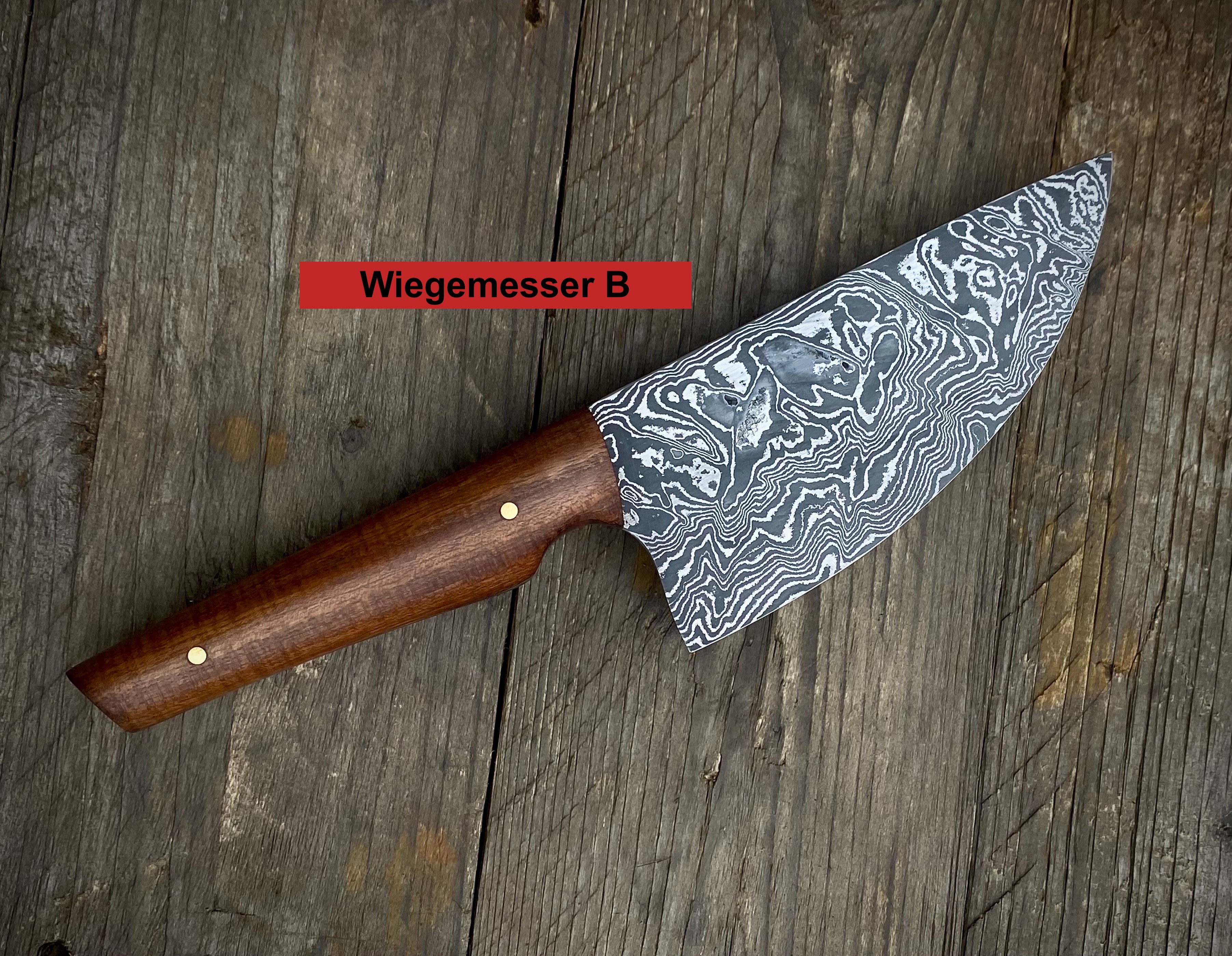 Mini-Wiegemesser - 120x51 mm - Damaszenerstahl - Robinie