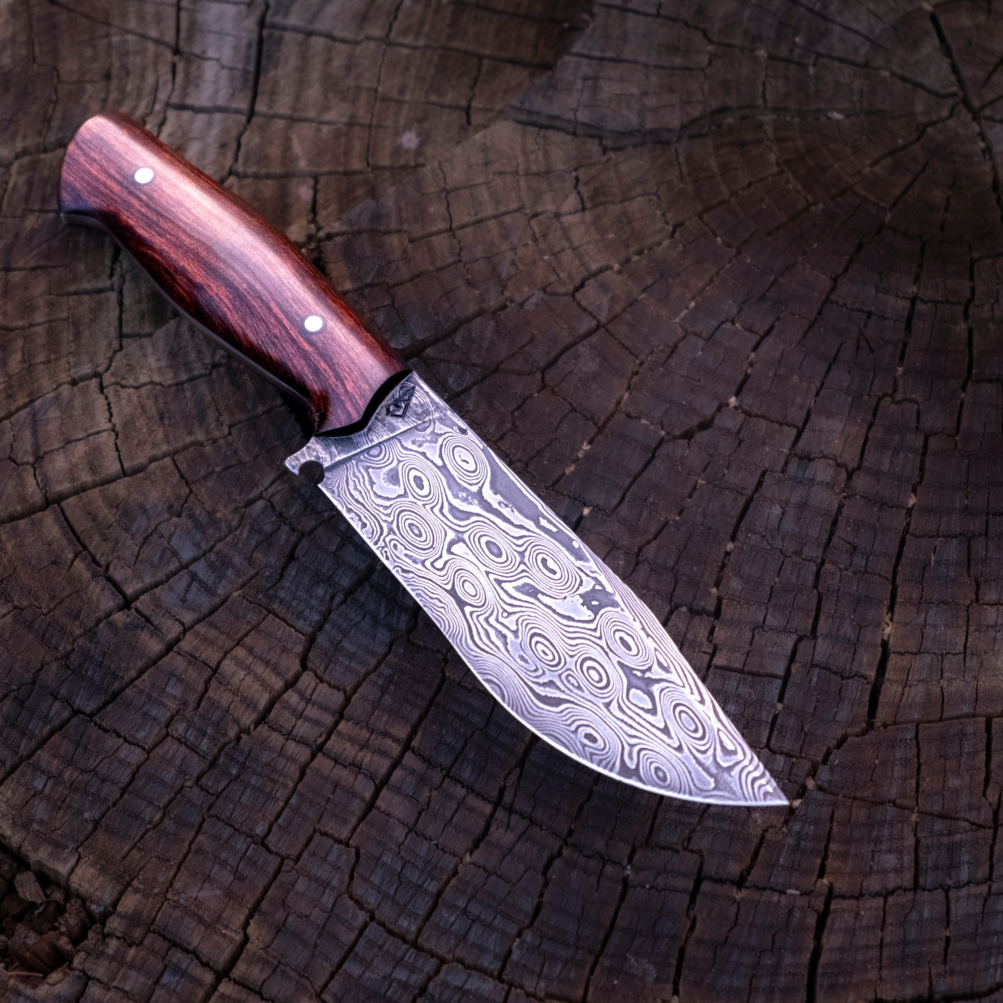 Verkauft Outdoormesser - Raindropdamast - Wüsteneisenholz