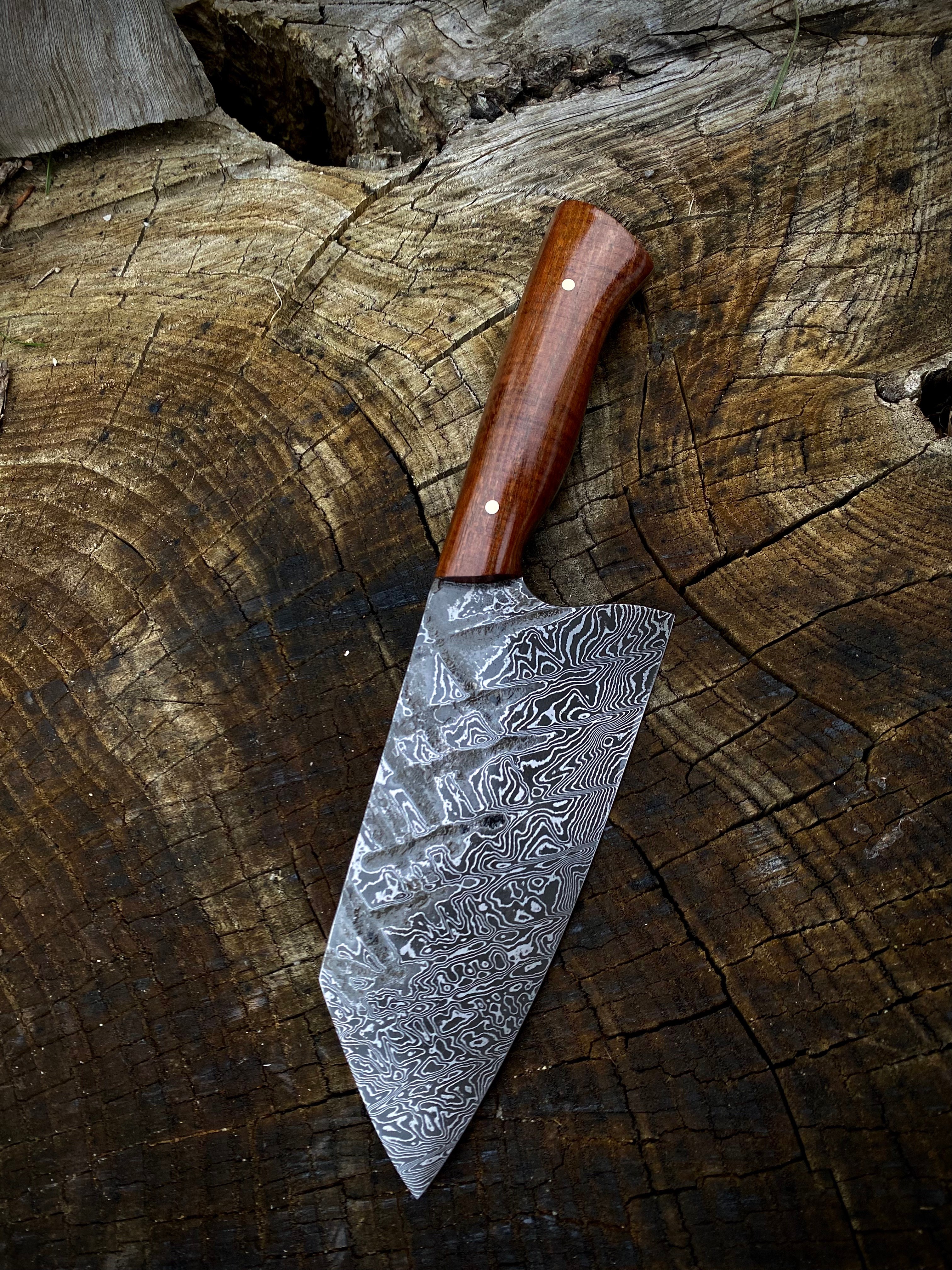 Kochmesser Bunka kompakt - 132x55 mm - Damaszenerstahl - Robinie