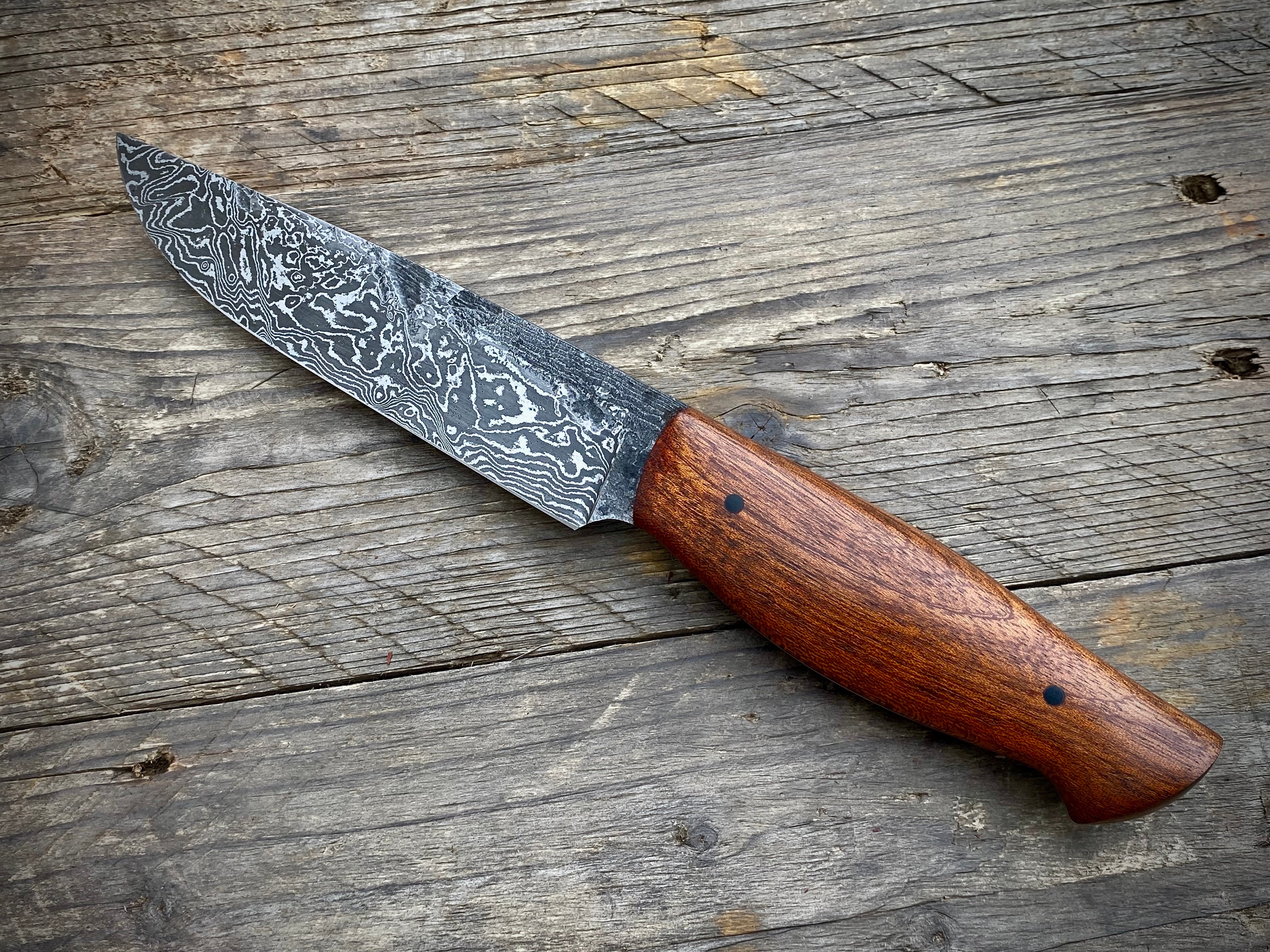 Jausenmesser - Damaszenerstahl - Mahagoni