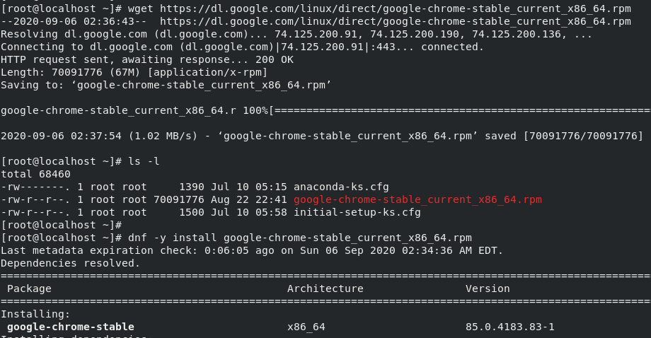 Download Google Chrome for CentOS 8