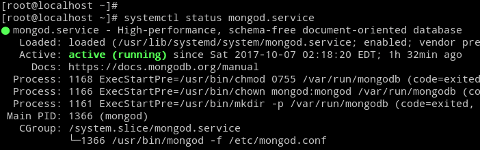 MongoDB Server Status CentOS 7