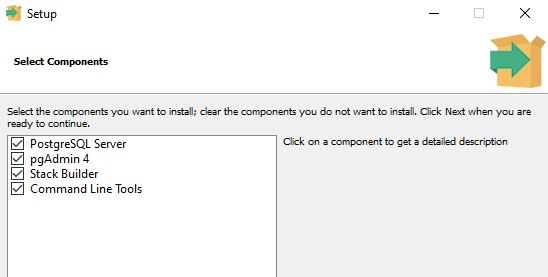 Select the Components you want to install