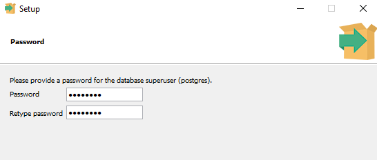 Configure a password for the user postgres