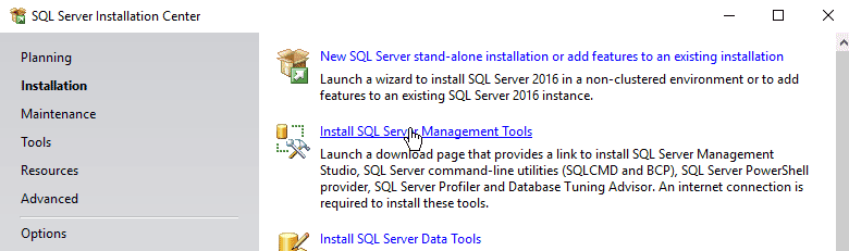 install sql server management studio 2016