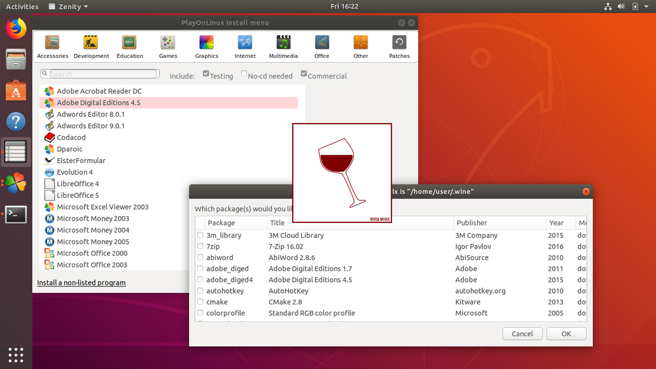 Нет wine в списке приложений ubuntu