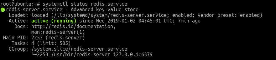 View the status of the redis service with systemctl command